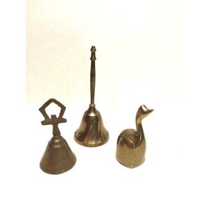 Vintage Solid Brass Mixed Lot Set of 3 Bells